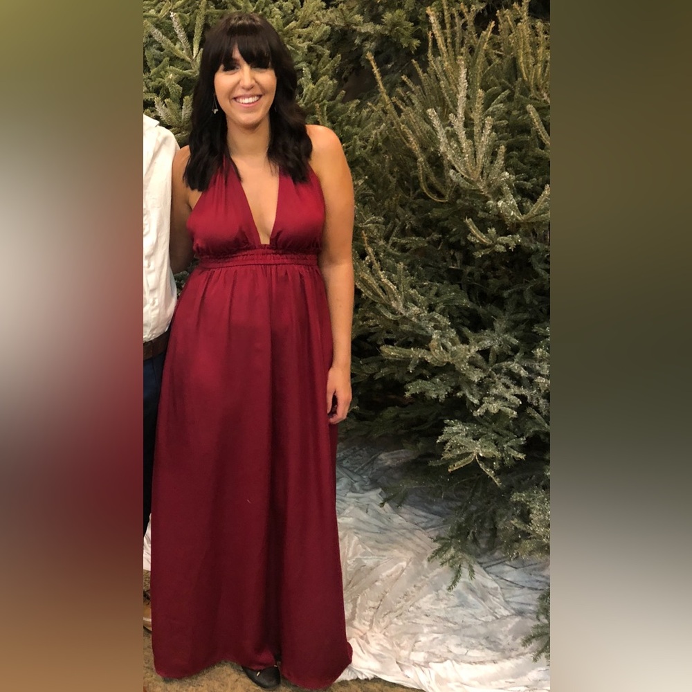 Long Low Cut Red Dress